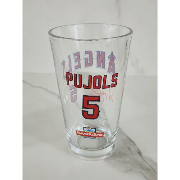LA Angels Albert Pujols #5 Pint Beer Glass 16oz Drinkware 5 1/2" Tumbler x2 - Picture 3 of 13